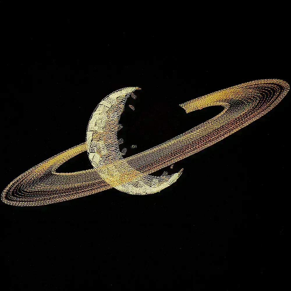 Vyšívané dámske tričko, vyšívaný dizajn SATURN
